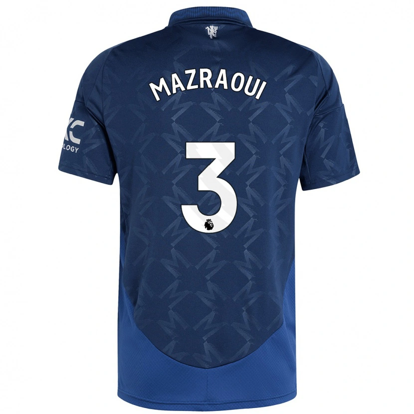 Danxen Niño Camiseta Noussair Mazraoui #3 Índigo 2ª Equipación 2024/25 La Camisa