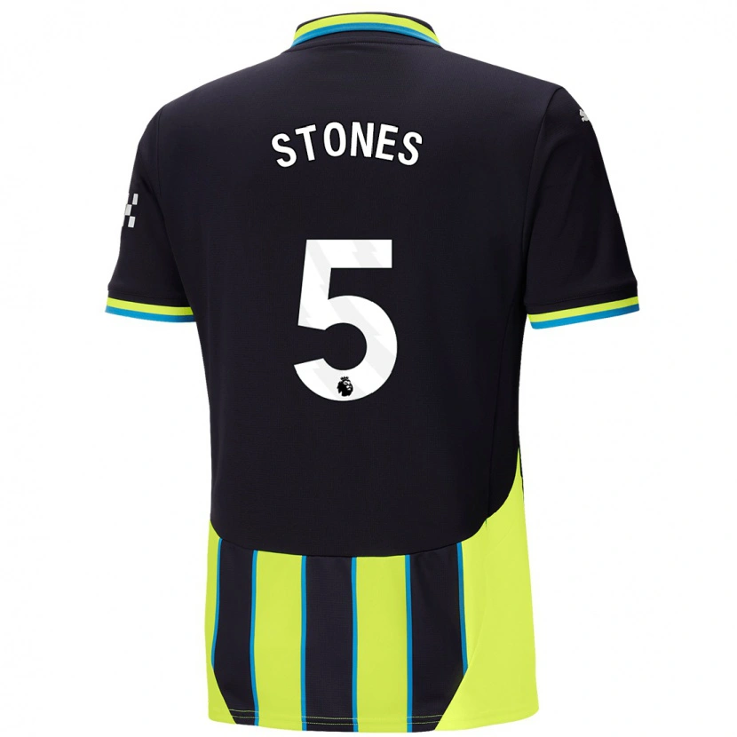 Danxen Niño Camiseta John Stones #5 Azul Amarillo 2ª Equipación 2024/25 La Camisa