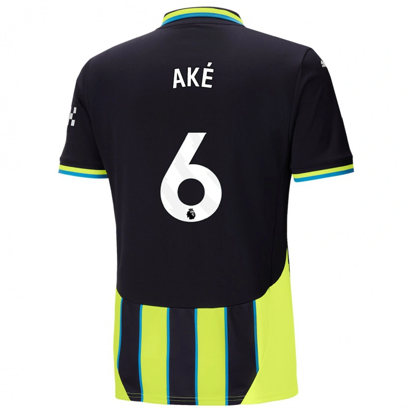 Danxen Niño Camiseta Nathan Aké #6 Azul Amarillo 2ª Equipación 2024/25 La Camisa