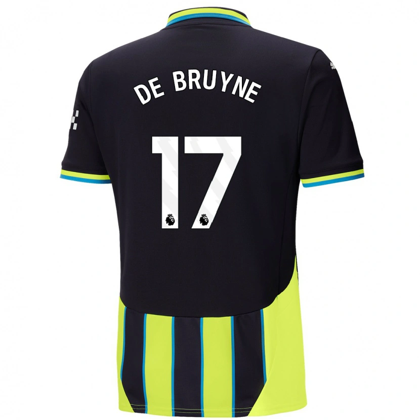 Danxen Niño Camiseta Kevin De Bruyne #17 Azul Amarillo 2ª Equipación 2024/25 La Camisa