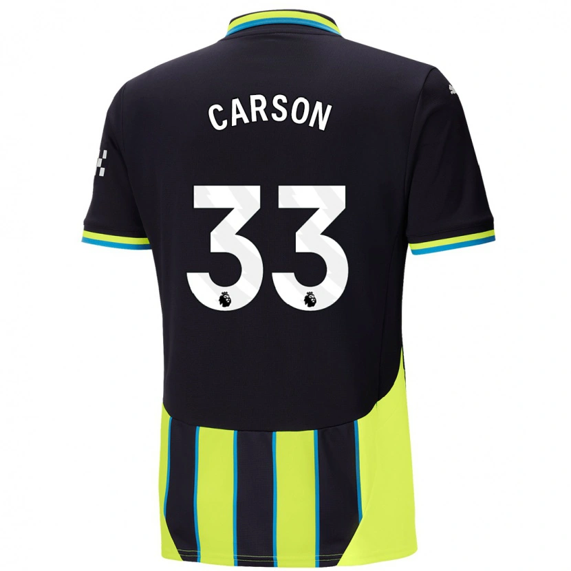 Danxen Niño Camiseta Scott Carson #33 Azul Amarillo 2ª Equipación 2024/25 La Camisa