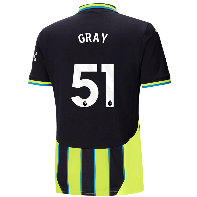 Danxen Niño Camiseta Charlie Gray #51 Azul Amarillo 2ª Equipación 2024/25 La Camisa