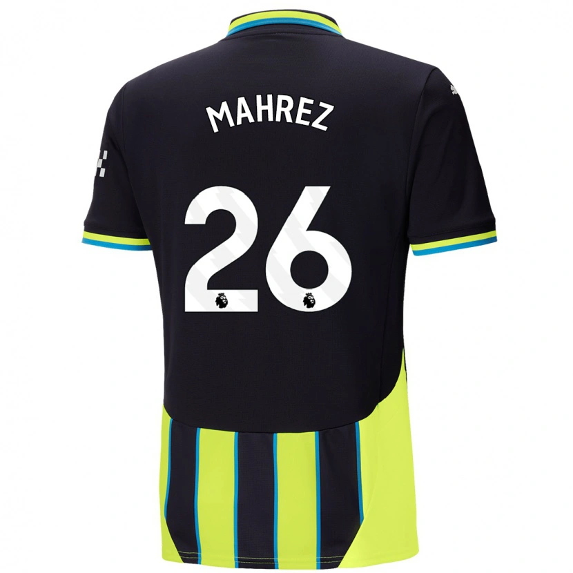 Danxen Niño Camiseta Riyad Mahrez #26 Azul Amarillo 2ª Equipación 2024/25 La Camisa