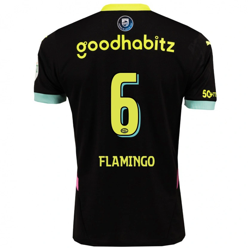 Danxen Niño Camiseta Ryan Flamingo #6 Negro Amarillo 2ª Equipación 2024/25 La Camisa