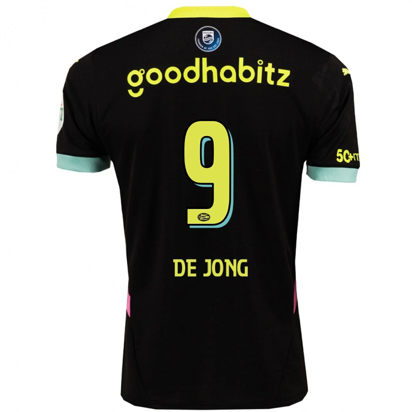 Danxen Niño Camiseta Luuk De Jong #9 Negro Amarillo 2ª Equipación 2024/25 La Camisa