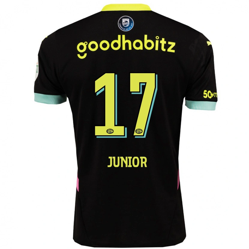 Danxen Niño Camiseta Mauro Júnior #17 Negro Amarillo 2ª Equipación 2024/25 La Camisa