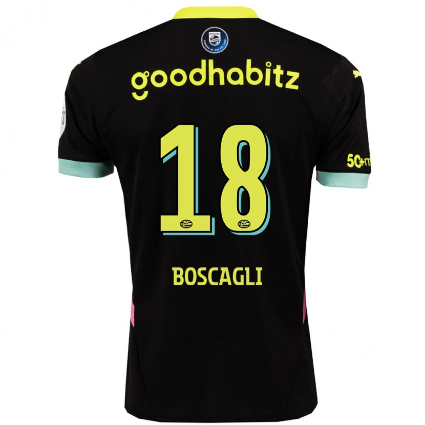 Danxen Niño Camiseta Olivier Boscagli #18 Negro Amarillo 2ª Equipación 2024/25 La Camisa