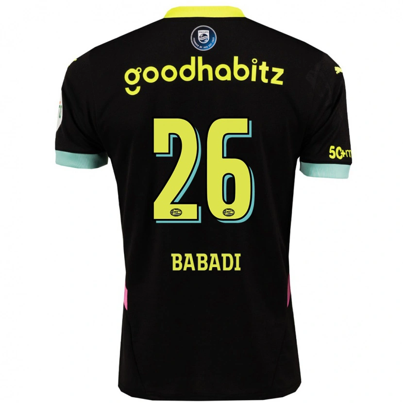 Danxen Niño Camiseta Isaac Babadi #26 Negro Amarillo 2ª Equipación 2024/25 La Camisa