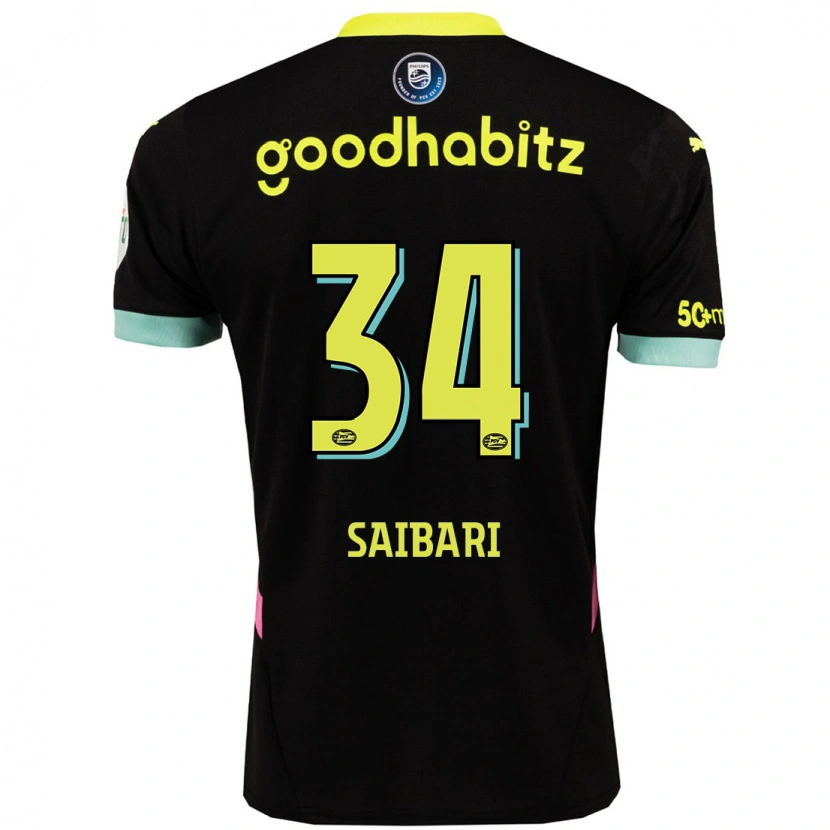 Danxen Niño Camiseta Ismael Saibari #34 Negro Amarillo 2ª Equipación 2024/25 La Camisa