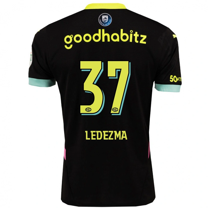 Danxen Niño Camiseta Richard Ledezma #37 Negro Amarillo 2ª Equipación 2024/25 La Camisa