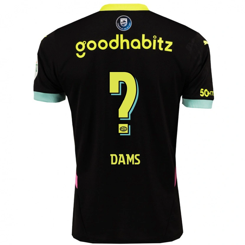 Danxen Niño Camiseta Matteo Dams #0 Negro Amarillo 2ª Equipación 2024/25 La Camisa