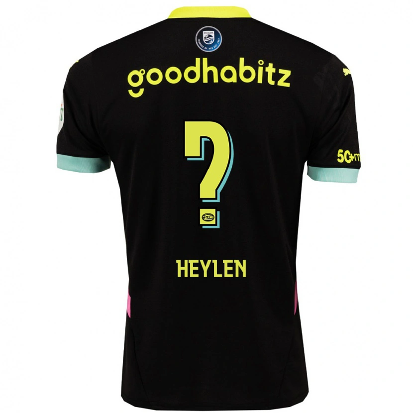 Danxen Niño Camiseta Jens Heylen #0 Negro Amarillo 2ª Equipación 2024/25 La Camisa