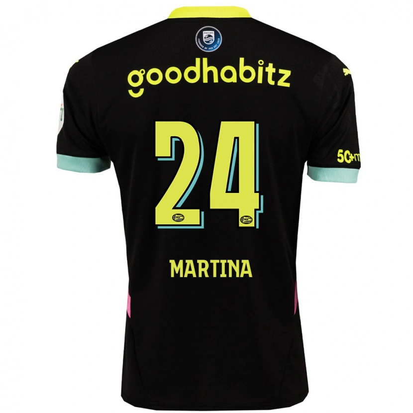 Danxen Niño Camiseta Shijona Martina #24 Negro Amarillo 2ª Equipación 2024/25 La Camisa