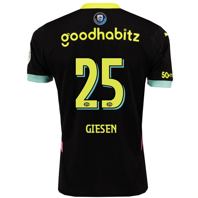 Danxen Niño Camiseta Suzanne Giesen #25 Negro Amarillo 2ª Equipación 2024/25 La Camisa