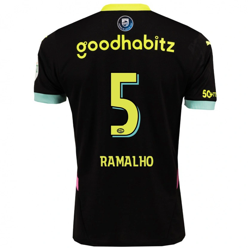 Danxen Niño Camiseta André Ramalho #5 Negro Amarillo 2ª Equipación 2024/25 La Camisa