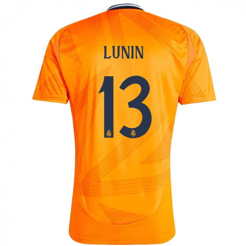 Danxen Niño Camiseta Andriy Lunin #13 Naranja 2ª Equipación 2024/25 La Camisa