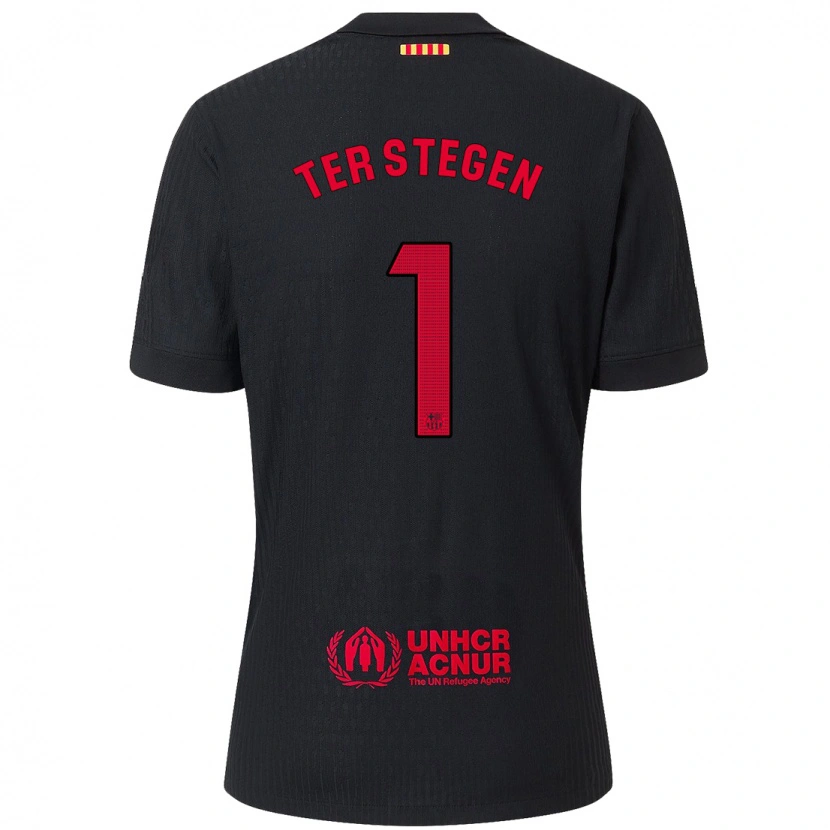 Danxen Niño Camiseta Marc-André Ter Stegen #1 Negro Rojo 2ª Equipación 2024/25 La Camisa