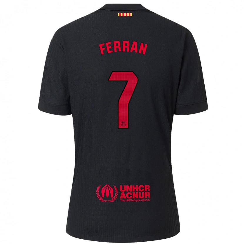 Danxen Niño Camiseta Ferran Torres #7 Negro Rojo 2ª Equipación 2024/25 La Camisa