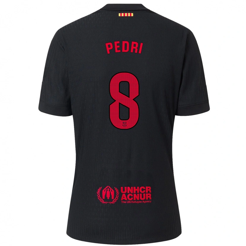 Danxen Niño Camiseta Pedri #8 Negro Rojo 2ª Equipación 2024/25 La Camisa