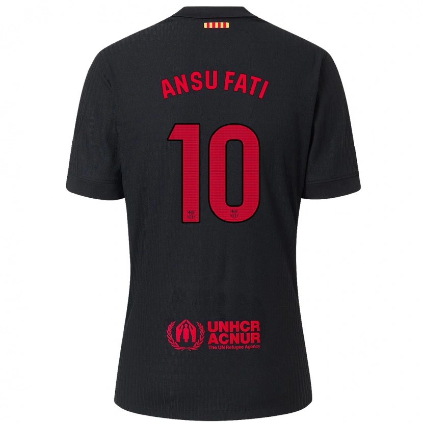 Danxen Niño Camiseta Ansu Fati #10 Negro Rojo 2ª Equipación 2024/25 La Camisa