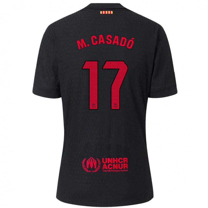 Danxen Niño Camiseta Marc Casadó #17 Negro Rojo 2ª Equipación 2024/25 La Camisa