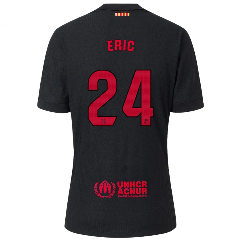 Danxen Niño Camiseta Eric García #24 Negro Rojo 2ª Equipación 2024/25 La Camisa