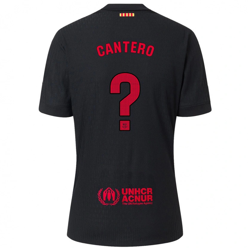 Danxen Niño Camiseta Rubén Cantero #0 Negro Rojo 2ª Equipación 2024/25 La Camisa