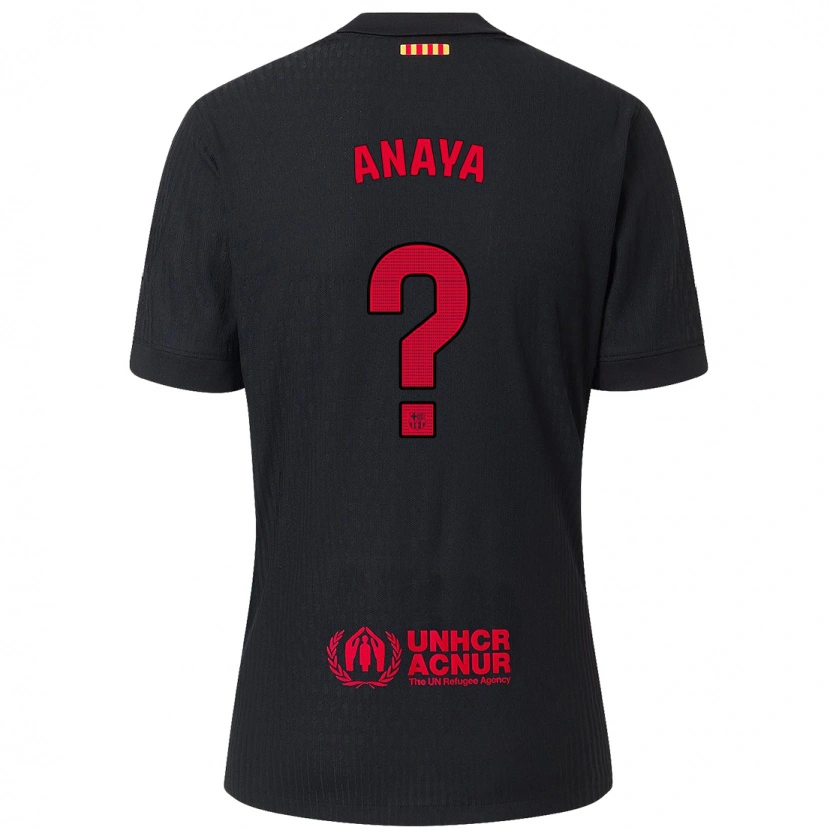 Danxen Niño Camiseta Joan Anaya #0 Negro Rojo 2ª Equipación 2024/25 La Camisa