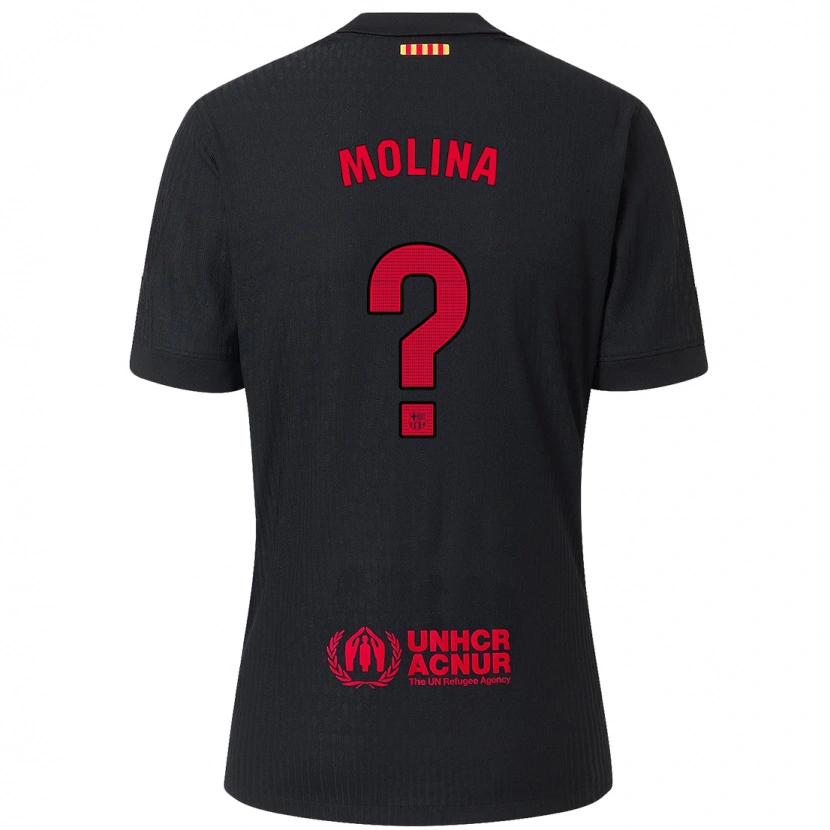 Danxen Niño Camiseta Jan Molina #0 Negro Rojo 2ª Equipación 2024/25 La Camisa