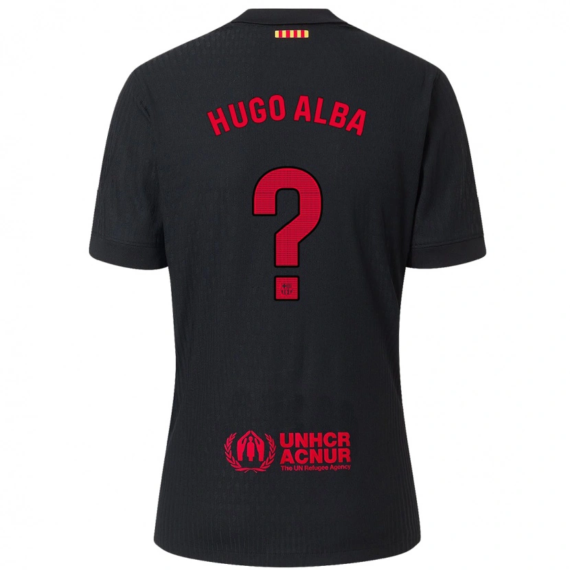 Danxen Niño Camiseta Hugo Alba #0 Negro Rojo 2ª Equipación 2024/25 La Camisa