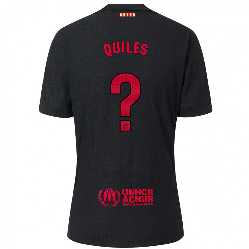 Danxen Niño Camiseta Jan Quiles #0 Negro Rojo 2ª Equipación 2024/25 La Camisa