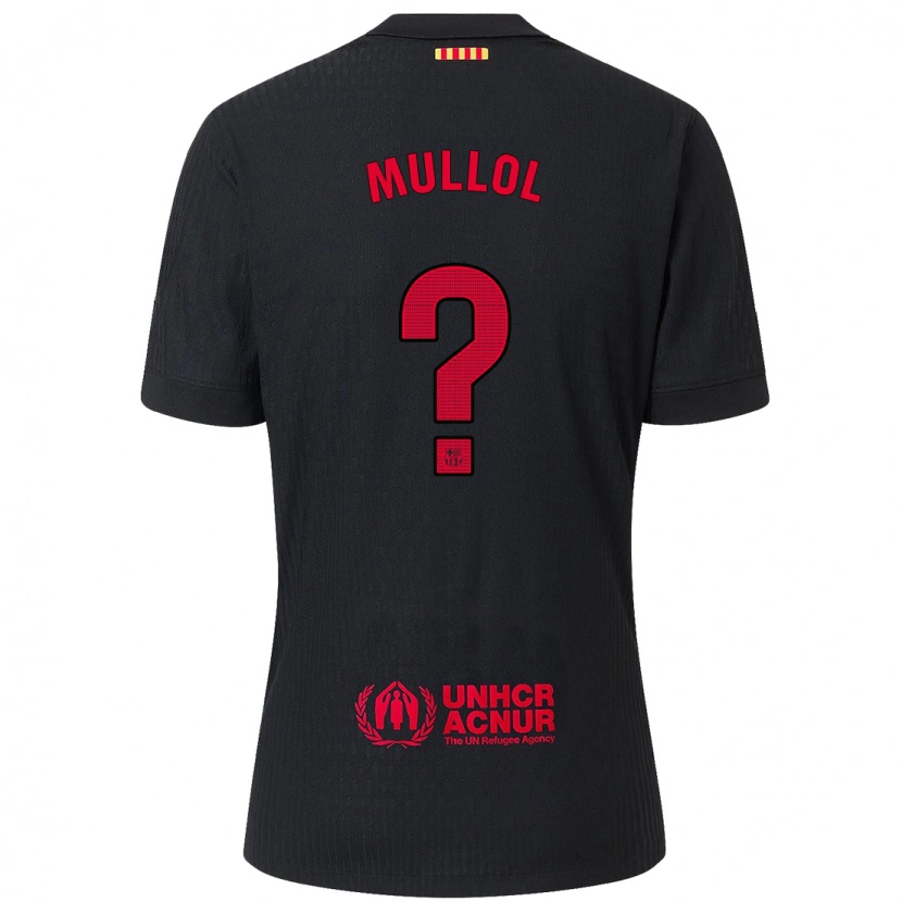 Danxen Niño Camiseta Gerard Mullol #0 Negro Rojo 2ª Equipación 2024/25 La Camisa