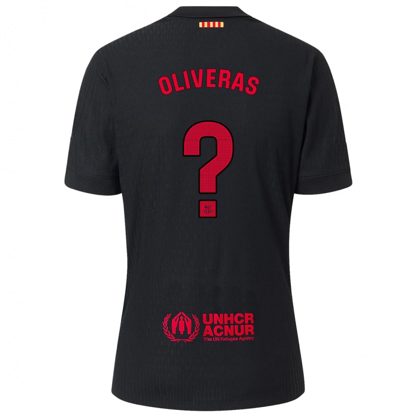 Danxen Niño Camiseta Robert Oliveras #0 Negro Rojo 2ª Equipación 2024/25 La Camisa