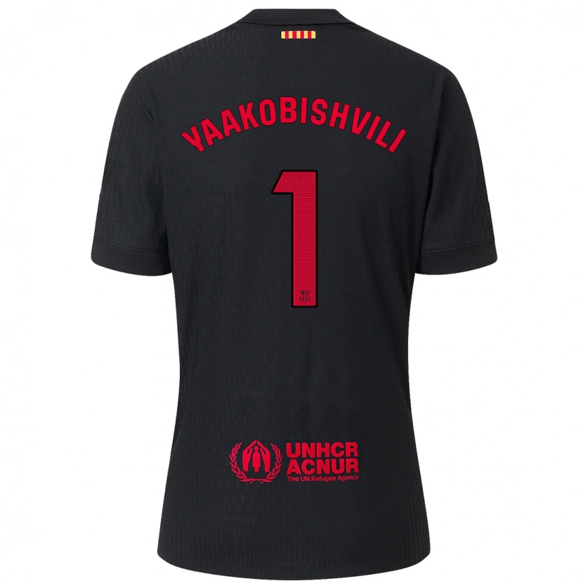 Danxen Niño Camiseta Áron Yaakobishvili #1 Negro Rojo 2ª Equipación 2024/25 La Camisa