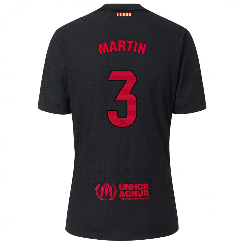 Danxen Niño Camiseta Gerard Martín #3 Negro Rojo 2ª Equipación 2024/25 La Camisa