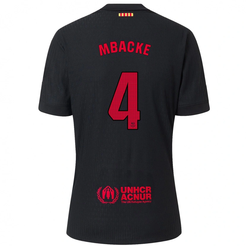 Danxen Niño Camiseta Mamadou Mbacke #4 Negro Rojo 2ª Equipación 2024/25 La Camisa