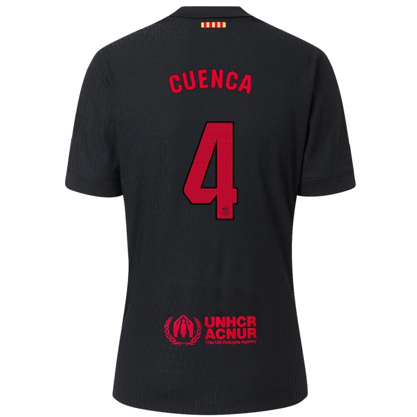 Danxen Niño Camiseta Andrés Cuenca #4 Negro Rojo 2ª Equipación 2024/25 La Camisa