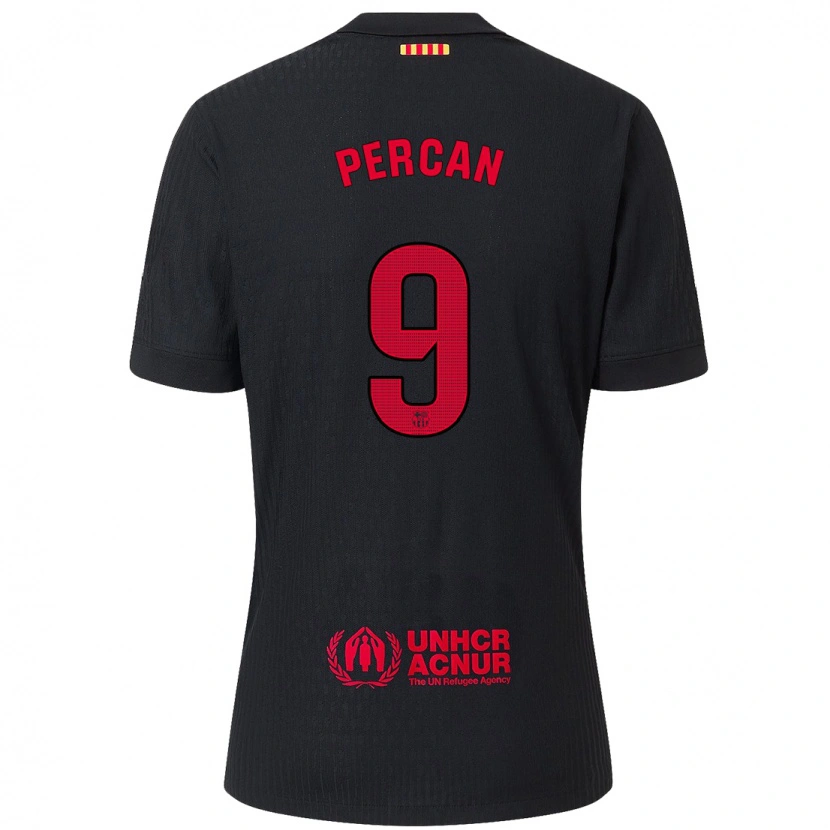 Danxen Niño Camiseta Diego Percan #9 Negro Rojo 2ª Equipación 2024/25 La Camisa