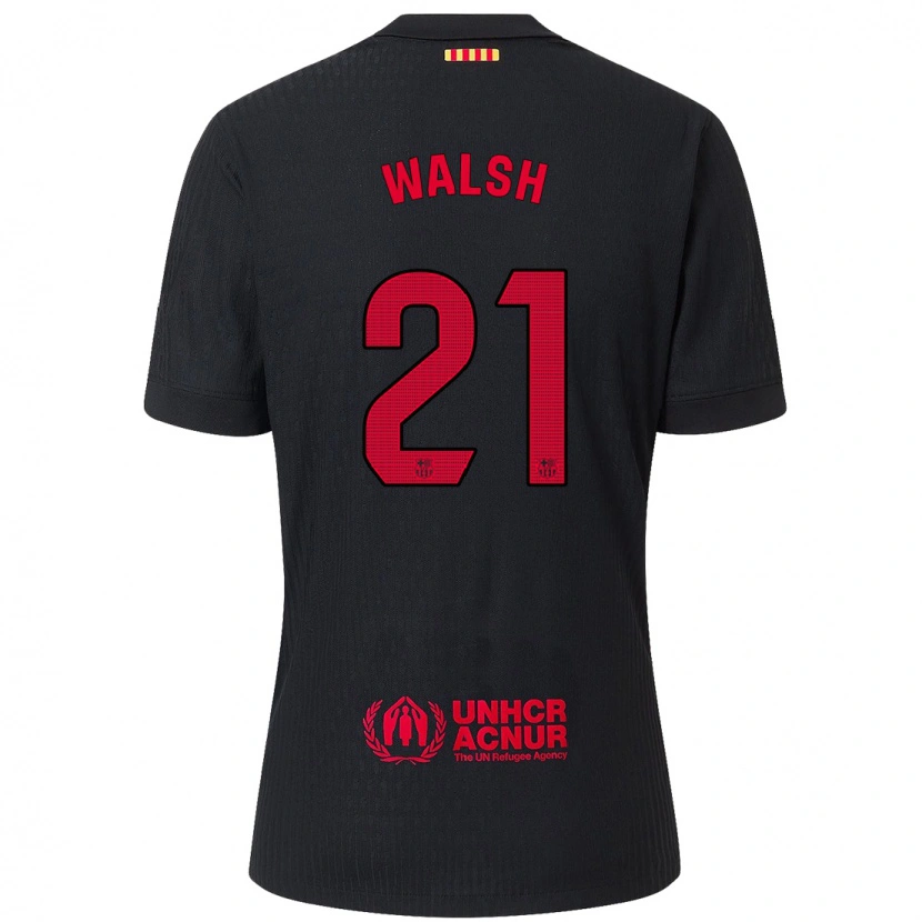 Danxen Niño Camiseta Keira Walsh #21 Negro Rojo 2ª Equipación 2024/25 La Camisa