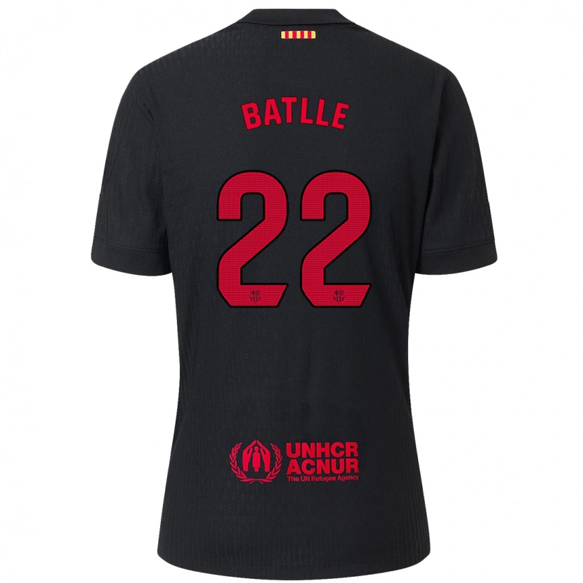 Danxen Niño Camiseta Ona Batlle #22 Negro Rojo 2ª Equipación 2024/25 La Camisa