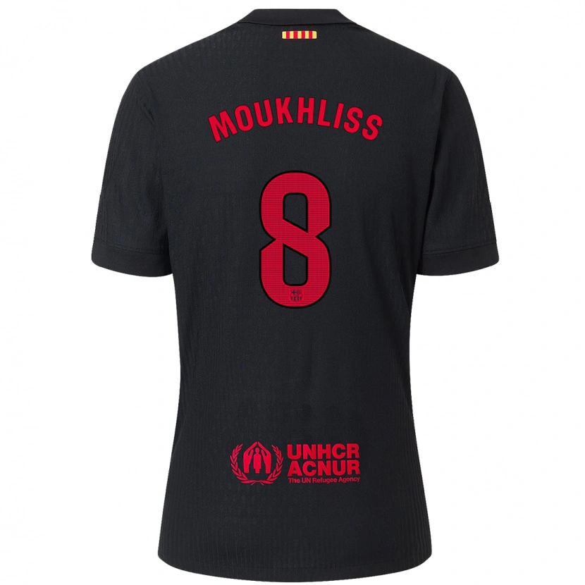 Danxen Niño Camiseta Moha Moukhliss #8 Negro Rojo 2ª Equipación 2024/25 La Camisa