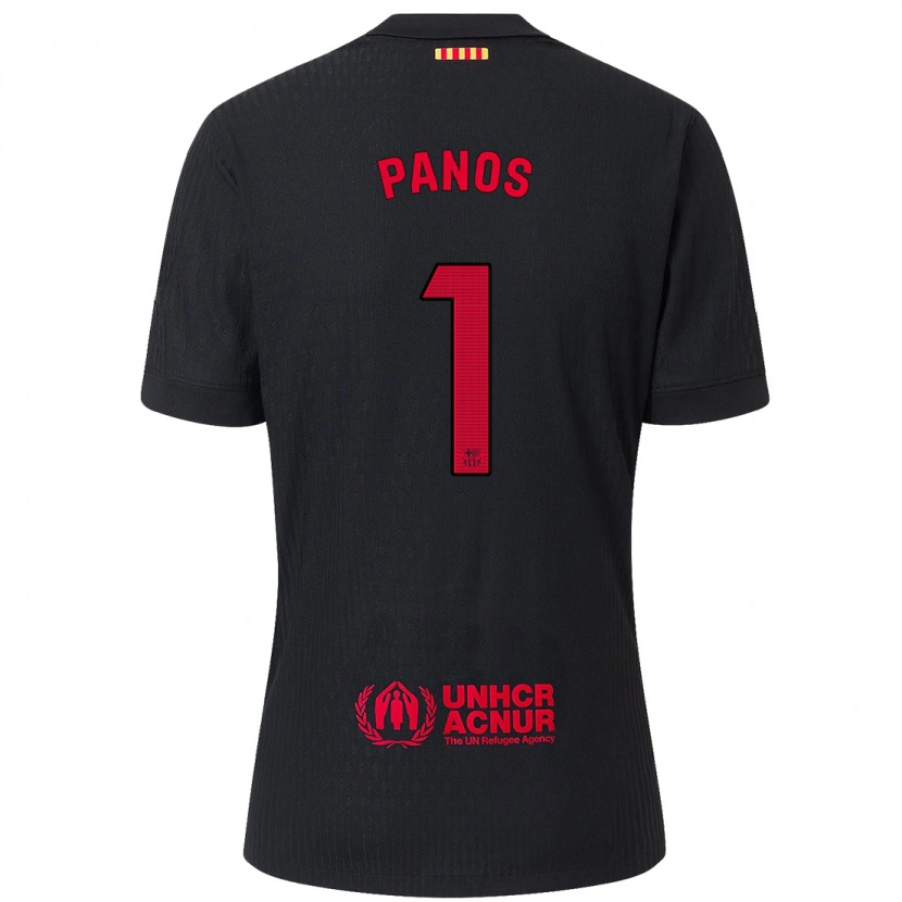 Danxen Niño Camiseta Sandra Panos #1 Negro Rojo 2ª Equipación 2024/25 La Camisa