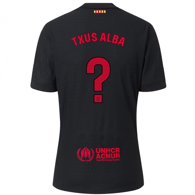 Danxen Niño Camiseta Txus Alba #0 Negro Rojo 2ª Equipación 2024/25 La Camisa