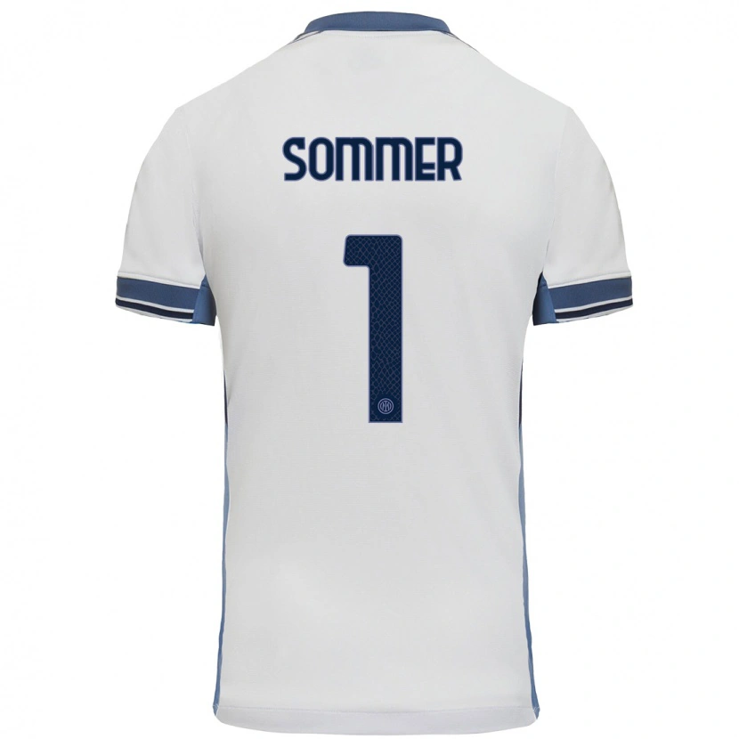 Danxen Niño Camiseta Yann Sommer #1 Blanco Gris 2ª Equipación 2024/25 La Camisa