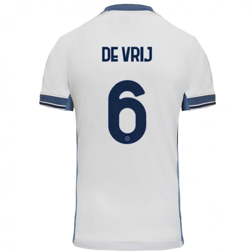 Danxen Niño Camiseta Stefan De Vrij #6 Blanco Gris 2ª Equipación 2024/25 La Camisa