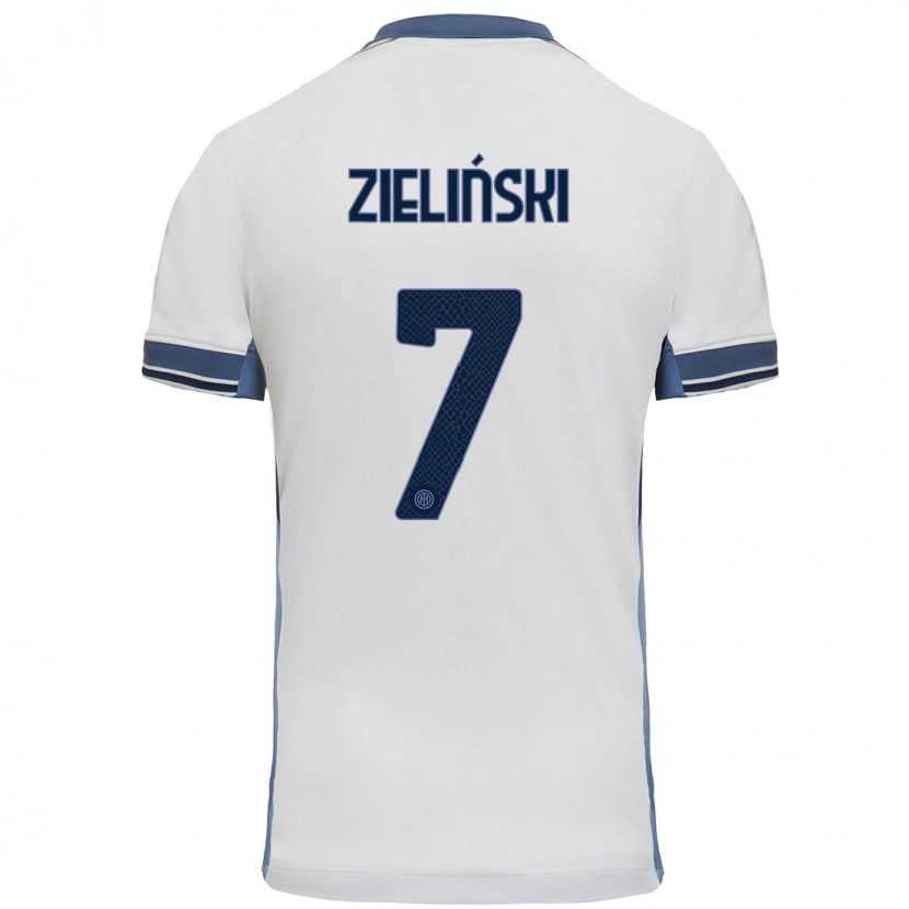 Danxen Niño Camiseta Piotr Zieliński #7 Blanco Gris 2ª Equipación 2024/25 La Camisa