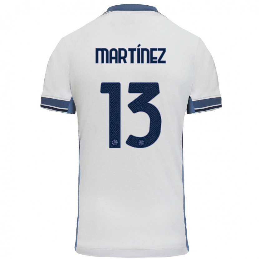 Danxen Niño Camiseta Josep Martínez #13 Blanco Gris 2ª Equipación 2024/25 La Camisa