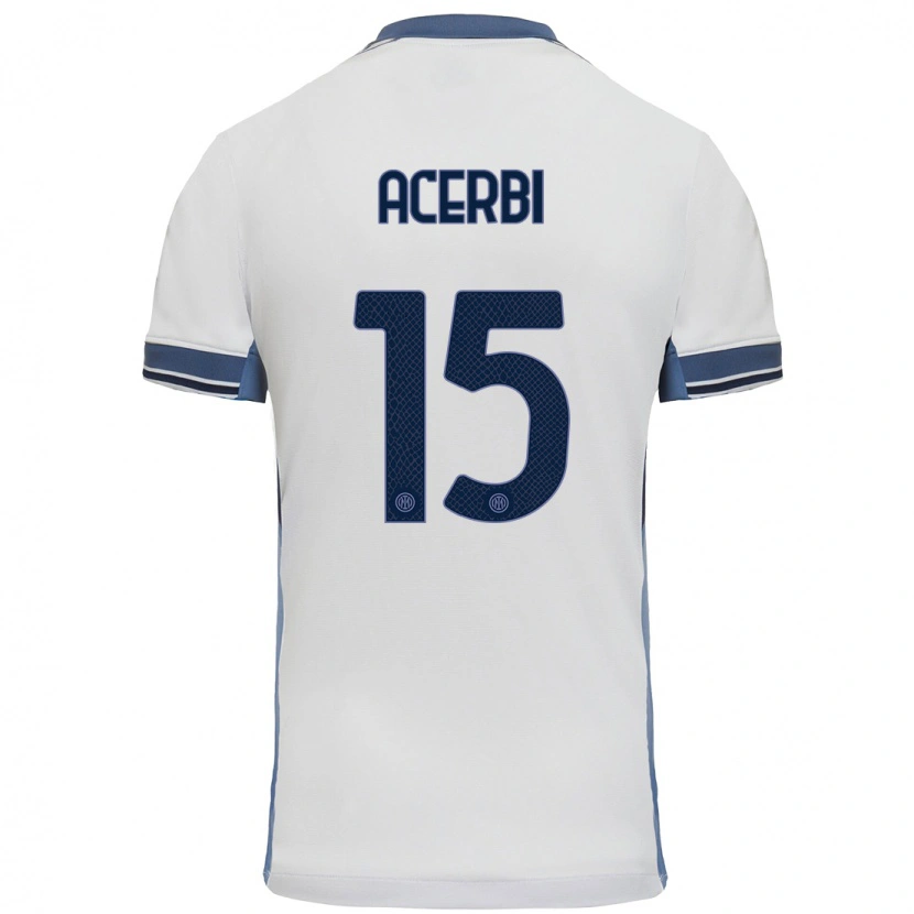 Danxen Niño Camiseta Francesco Acerbi #15 Blanco Gris 2ª Equipación 2024/25 La Camisa