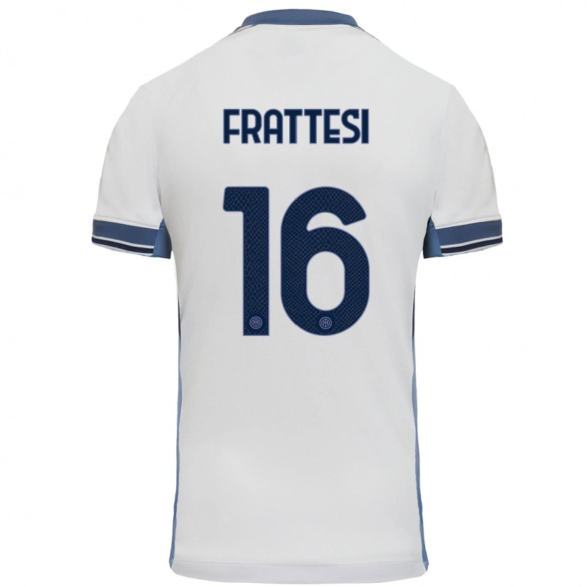 Danxen Niño Camiseta Davide Frattesi #16 Blanco Gris 2ª Equipación 2024/25 La Camisa