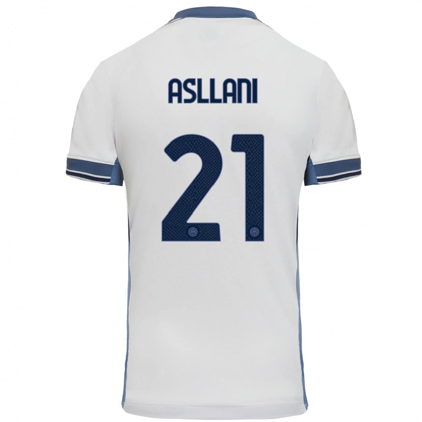 Danxen Niño Camiseta Kristjan Asllani #21 Blanco Gris 2ª Equipación 2024/25 La Camisa